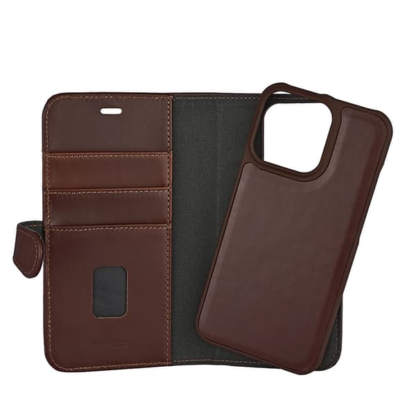 Wallet Læder Til 3 kort iPhone 13 Pro Brun