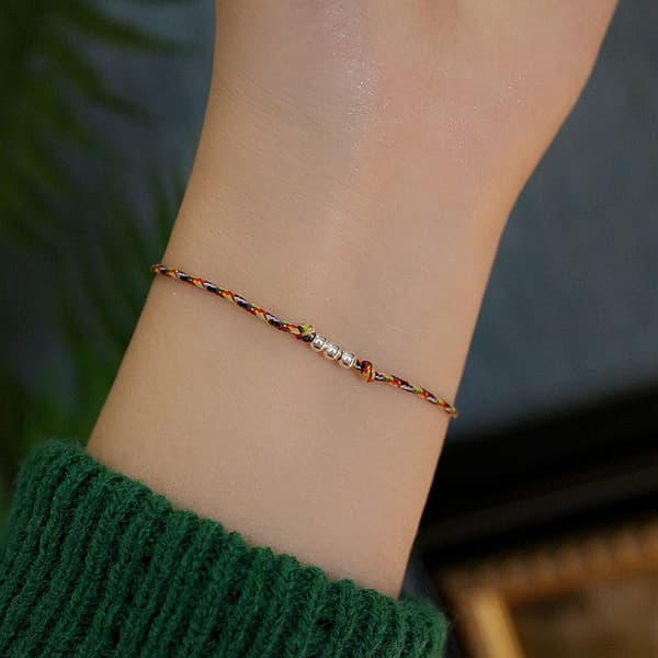 S925 Sølvflettet armbånd MultiColor