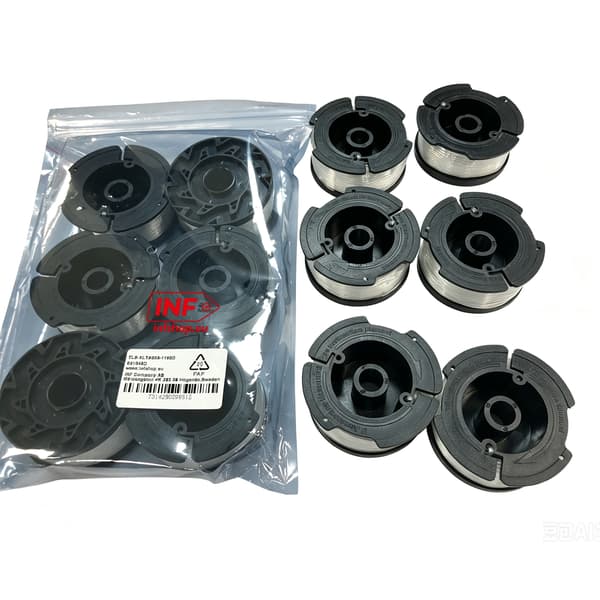 6-pack trådspolar för Black & Decker grästrimmer Black