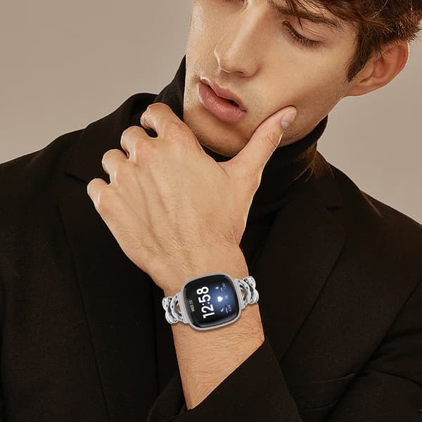 Klokkebånd i rustfritt stål for Fitbit Versa 4 Silver