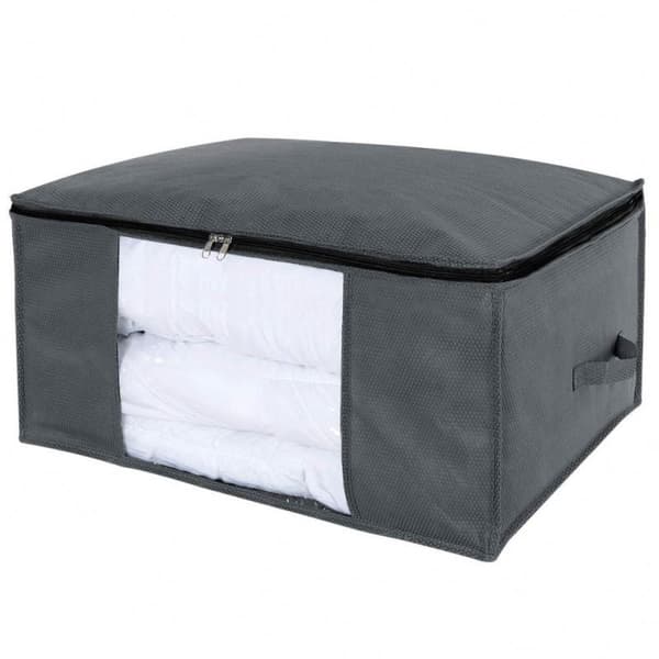 Opbevaringspose til lagner, tæpper, tøj Grå 60x43x35 cm 2-pack
