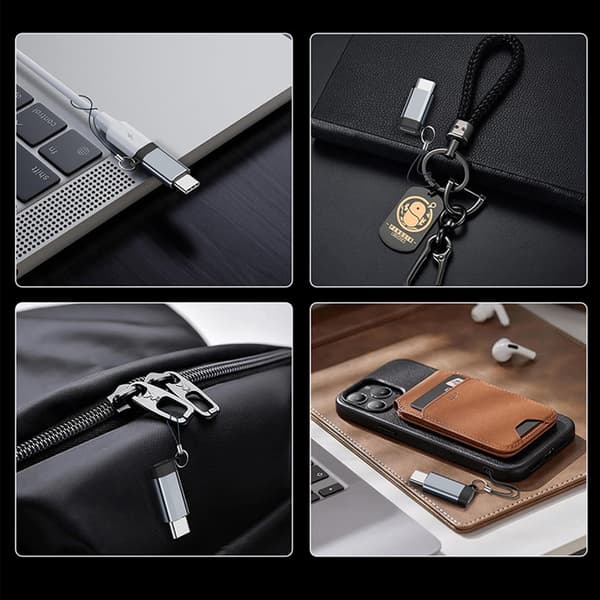 Lightning (hun) til USB-C (han) adapter, kompatibel med iPhone 15 Grey