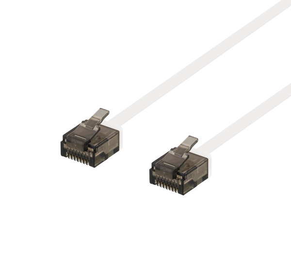 U/UTP Cat6a patch cable, flat, 0.3m, 1mm thick, white