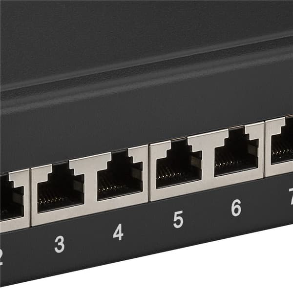 CAT 6a 10-tommers (25,4 cm) patchpanel, 12 porter