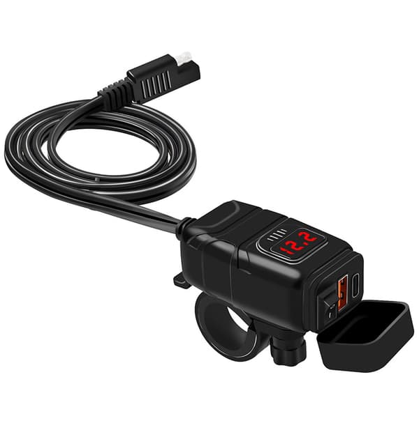 USB-C / USB hurtigoplader til bil og motorcykel Black