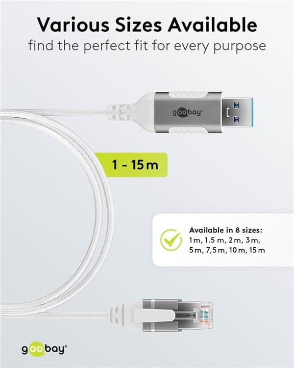 Ethernet-kaapeli USB-A 3.0 - RJ45, Slim, 3 m