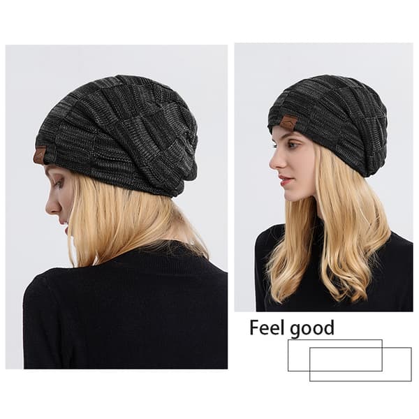 Beanie Hat, Warm Slouchy Thick Skull Strikket Vinter Fall Hat Black