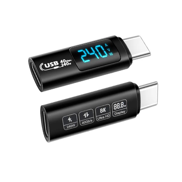 USB4 Digital Display Adapter: 240W, 40 Gbps Dataoverføring Black
