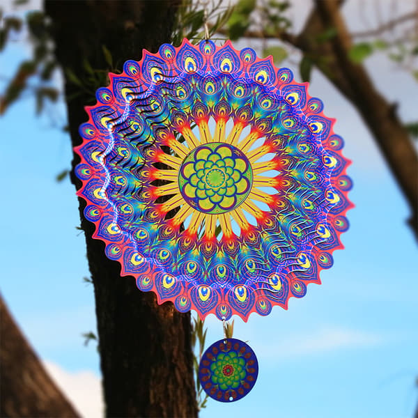 3D Roterende Mandala Vindspill - Blå Lilla