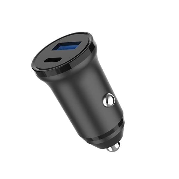Oplader 12/24V 1xUSB-C + 1xUSB-A PD 30W + QC18.0W MAX Sort