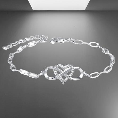 Armbånd med uendelig symbol og hjerte Silver