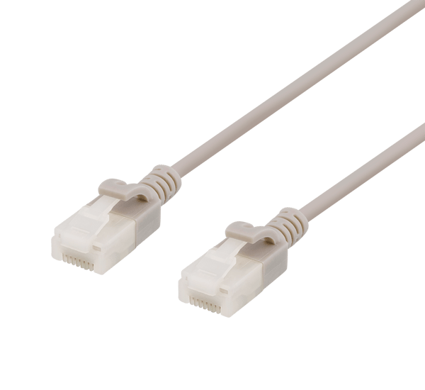 U/UTP Cat6a patch cable, slim, 3.5mm diameter, 0.3m, grey