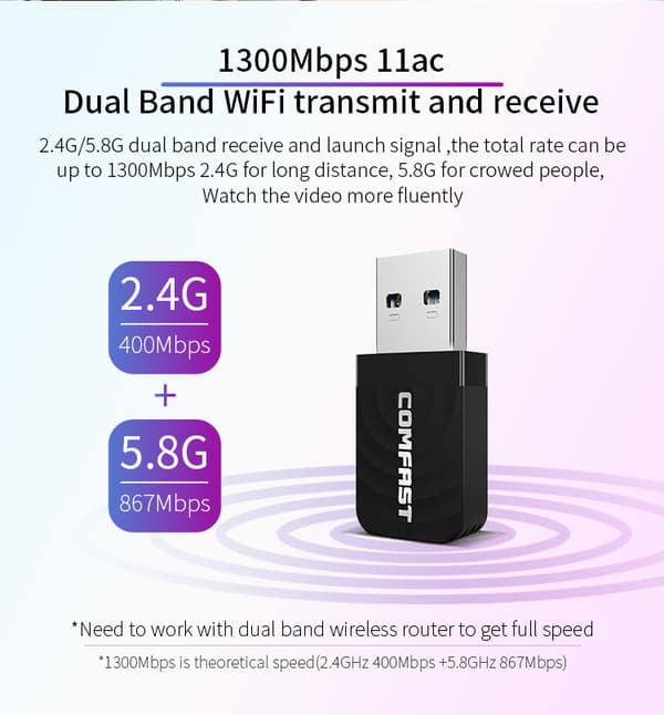 Trådløs WiFi Adapter - Sort