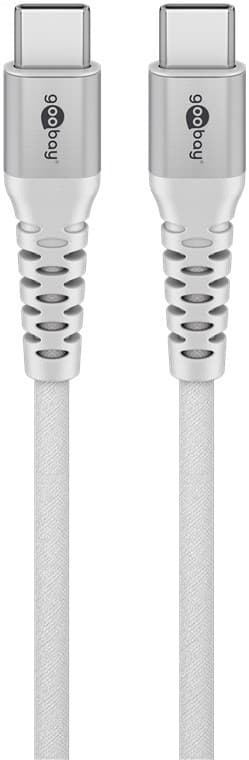 USB-C™ supersoft textilkabel med metallkontakter, 2 m, vit