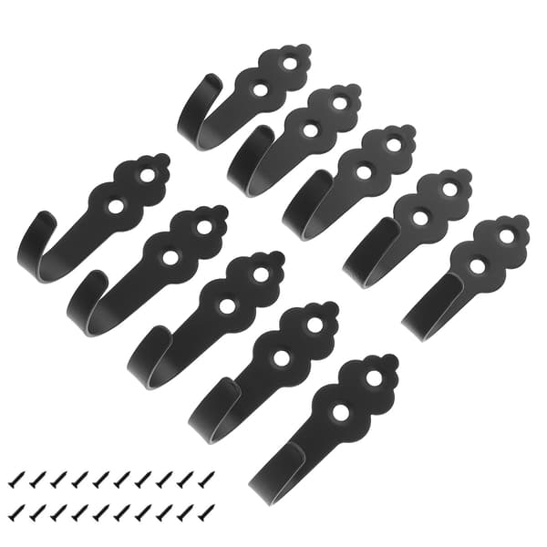 Väggkrokar med Skruvar - 10 pack Black