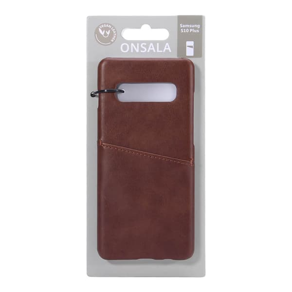 Samsung S10 Plus -puhelinkotelo, korttipaikka, ruskea