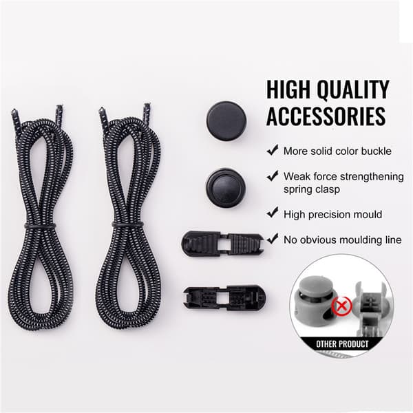 Knytfria elastiska skosnören 110 cm 1 par Black