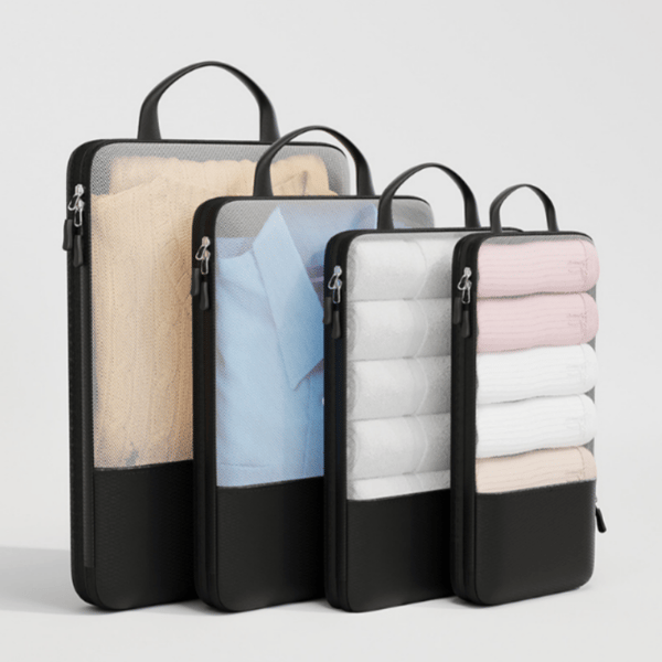 Smarta Packkuber Set - 4 Resetillbehör för Optimal Klädförvaring Black