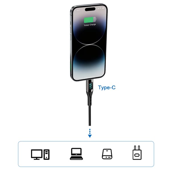USB C-hurtigladekabel PD 100 W Black 2 m
