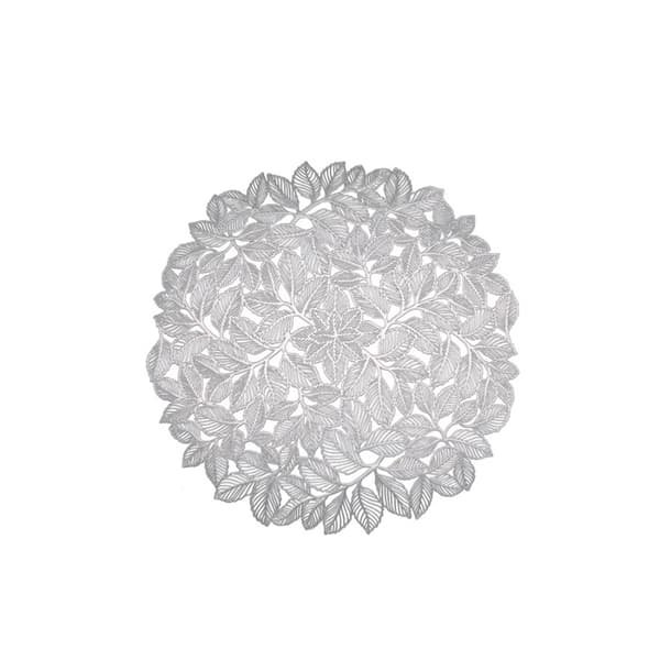 Sæt med 6 Dækkeservietter Elegant Blad Design Silver