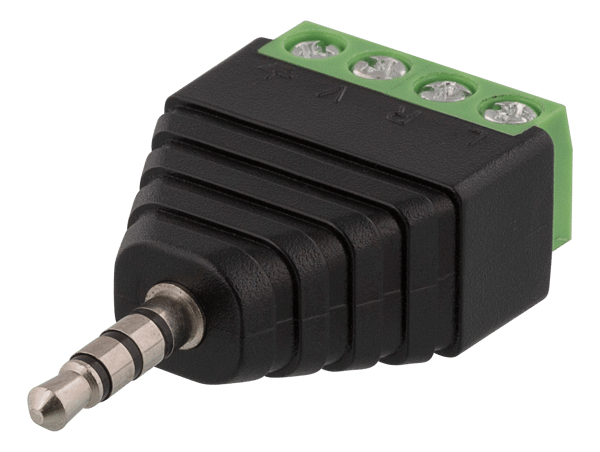4 pole 3.5mm plug to 4-pin terminal block adapter
