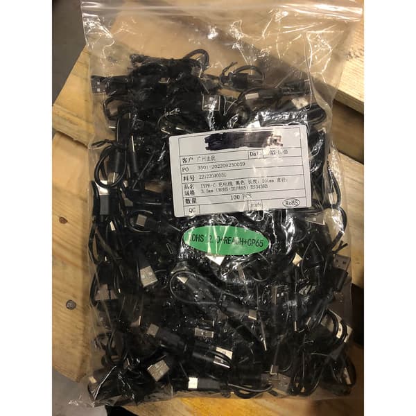 Kaapeli USB-C 0,2m Musta BULK (USB A:sta C:hen)