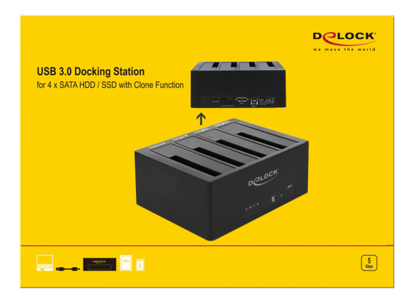 SuperSpeed USB 5 Gbps Docking Station 4xSATA HDD/SSD Clone