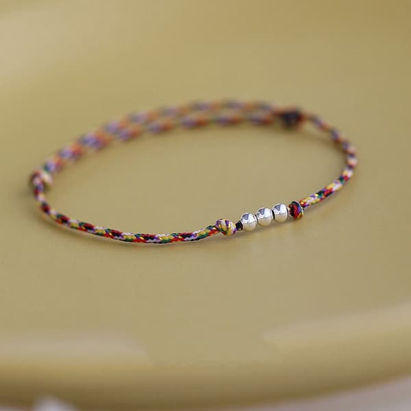 S925 Silverflätat armband MultiColor
