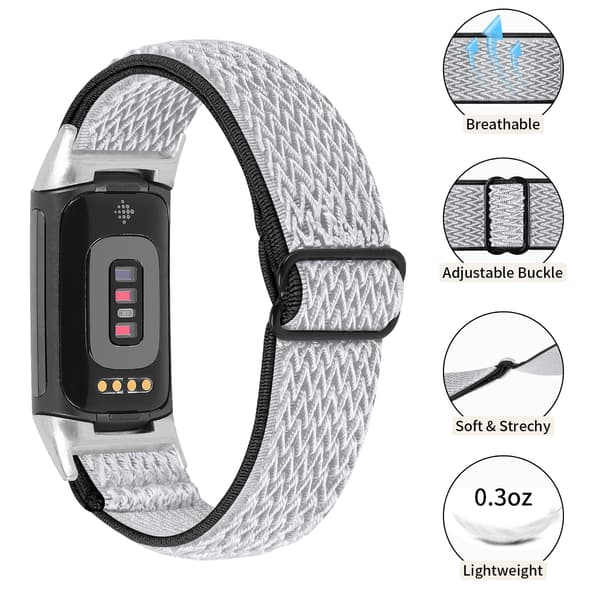 Fitbit Charge 5 armband Nylon Grå/Svart