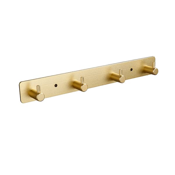 Gold 4-Hook Wall Hanger (Adhesive/Drilling Options)