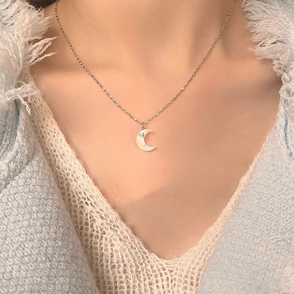 S925 Sølv Halskæde Måne Silver