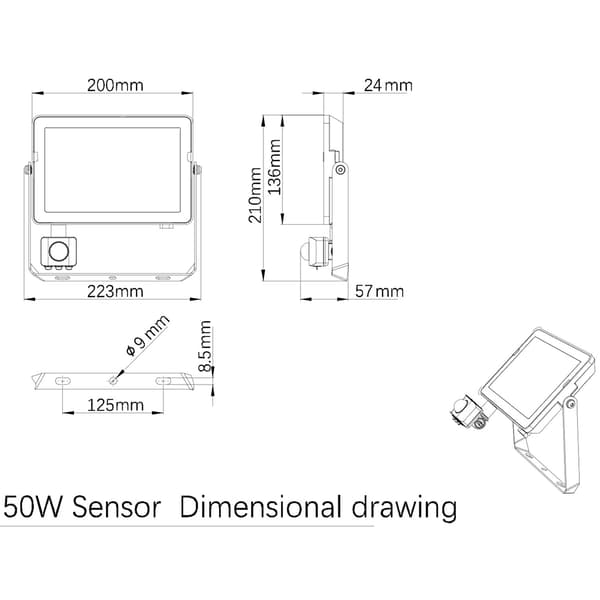 ProjectLine projektør 50W 4750lm sensor