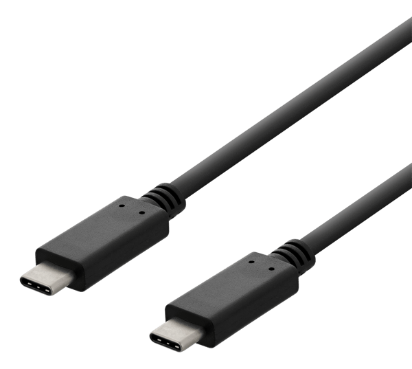 USB 2.0 -latauskaapeli, USB-C - USB-C, 3A, 1m, musta