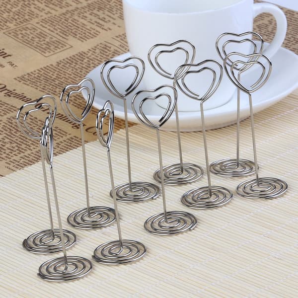 10 pakke hjerteformede papirklips Memoholder Notatholder Silver