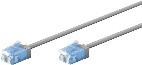 Erittäin joustava patch-kaapeli CAT 6A, ohut, U/UTP, harmaa