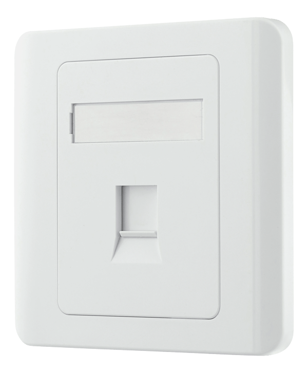 Flush mount for Keystone, 1 port, dust hatch, white
