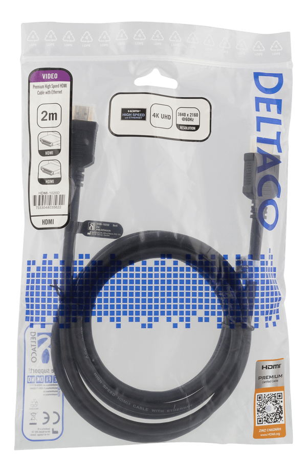 High-Speed Premium HDMI cable, 2m, Ethernet, 4K UHD, black