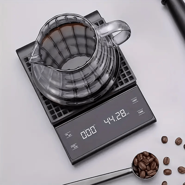 5 kg/0,1 g kaffevåg med timer USB-laddning Black