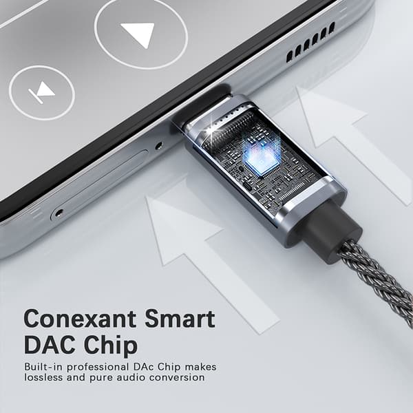 32 bit / 384 kHz USB-C - 3,5 mm äänisovitinkaapeli DAC-sovitin Grey