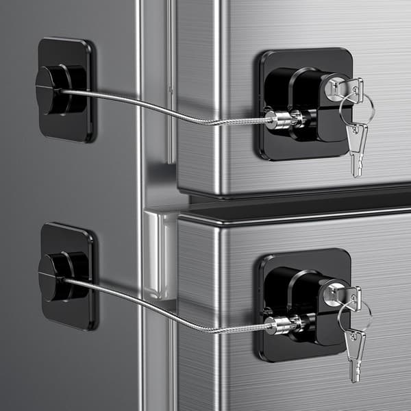 Självhäftande Kylskåpslås 2-Pack - Borrfri Installation, Säkerhet för Hemmet Black