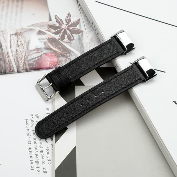 Læderarmbånd Fitbit Charge 5 armbånd læder Sort