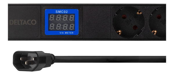 7-Outlet 19" power distrib unit, 2500W, CEE7/3, digital