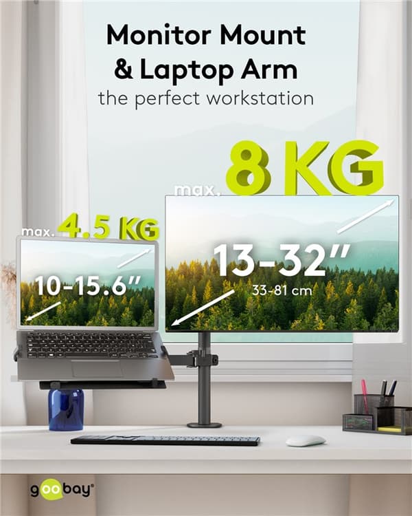 Skärmfäste med laptop-arm Flex
