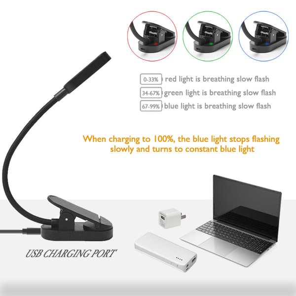 Sort boglampe - LED Clip-on læselampe til studerende Black