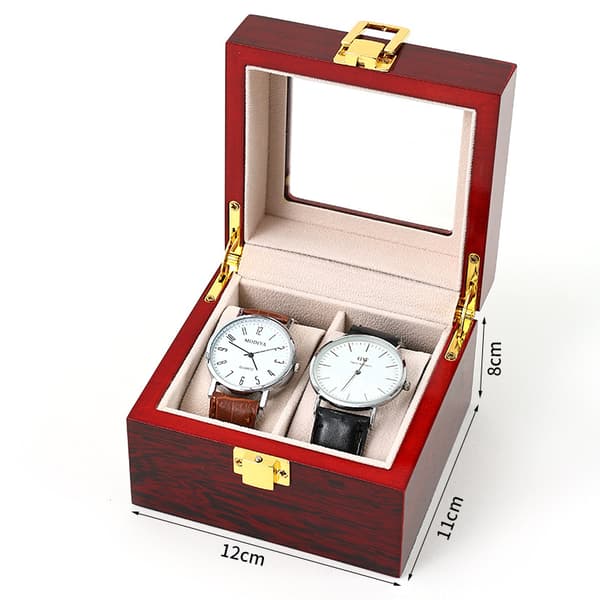 Lyxig klockbox för 2 klockor - Röd lackfinish