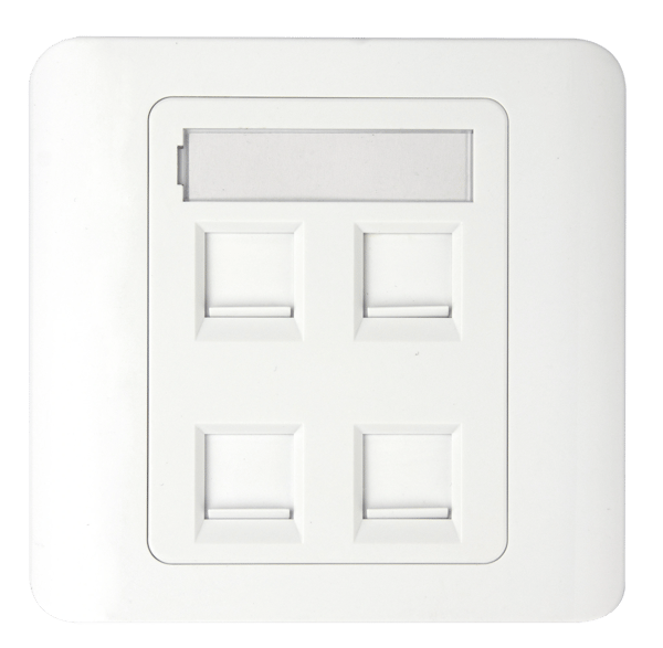 Flush mount for Keystone, 4 ports, white