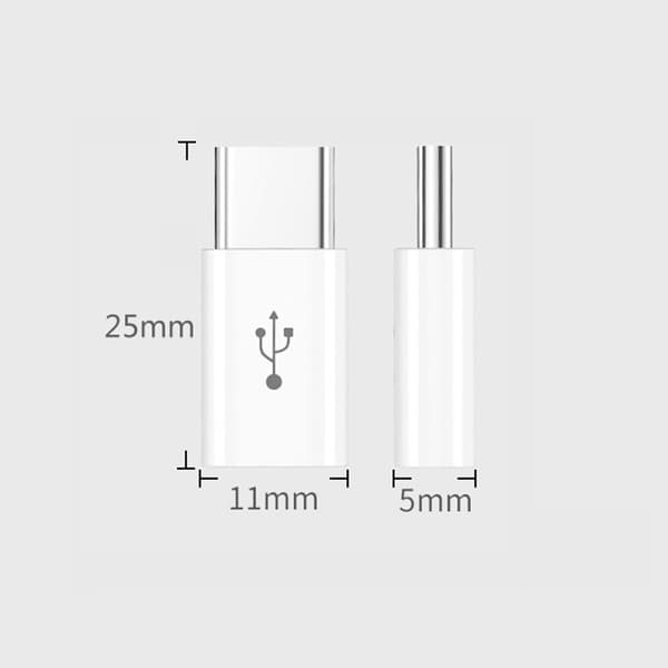 2-Pack Short Android to USB-C Adapter White