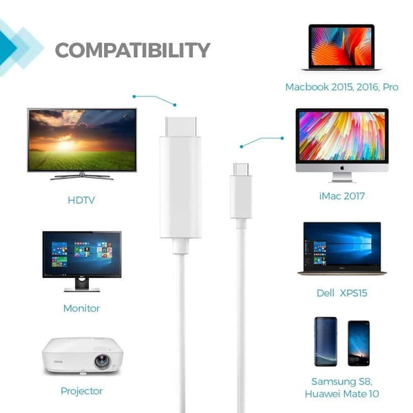 USB-C till HDMI kabel 4K UHD 2 meter