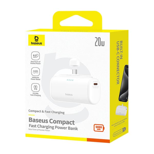 Powerbank Baseus Compact 5000mAh, 20W, USB-C (dobbelt)
