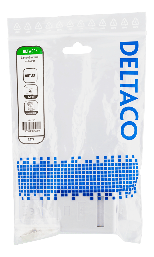 Shielded network socket, Surface FTP 1xRJ45, Cat6, white